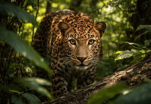 A leopard in the jungle
